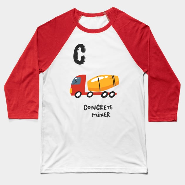 Concrete Mixer C Baseball T-Shirt by JunkyDotCom